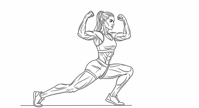 Athletic woman performing a lunge exercise pose
