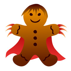 Obraz premium ginger gingerbread man cookie wearing a red cape