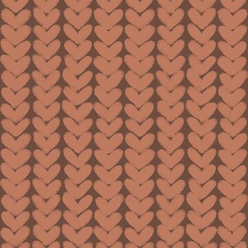 Abstract cute cozy knitted braid heart seamless pattern