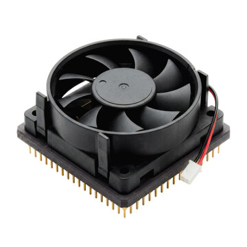 Computer processor cooling fan with heatsink