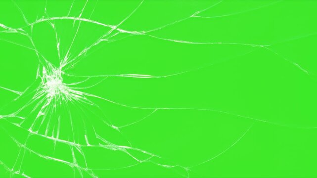 Glass crack effect on green screen. Broken glass shatter explosion slow motion on green screen background. Pack of Cracked and Shattered black glass realistic footage. footage of broken glass.