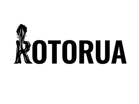 Rotorua Text Logo Design with Geyser Graphic
