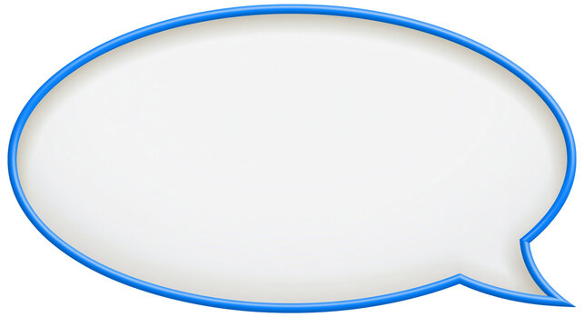Empty blue outlined speech bubble, isolated on transparent background