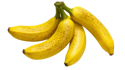 Bunch of ripe yellow bananas with brown spots, isolated on transparent background © PNGera