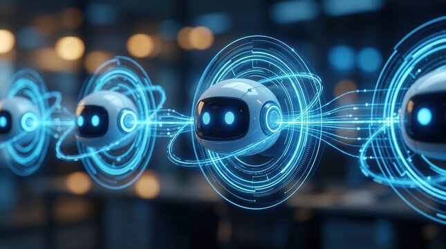 Intelligent system concept chatbot photography showing a multi AI agent workflow visualization