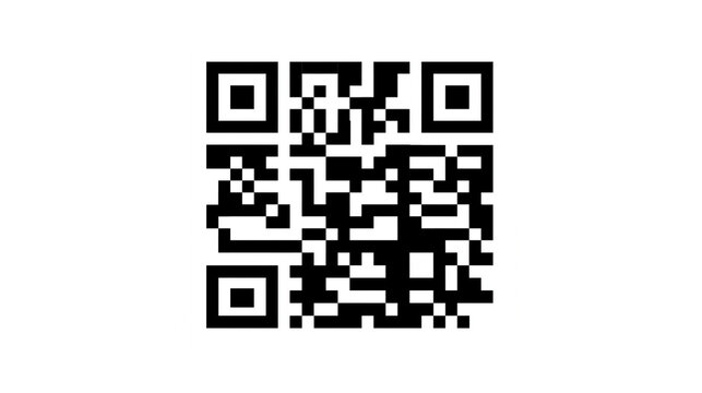 Black and white QR code pattern, isolated on transparent background