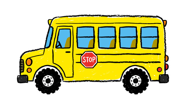 School bus with stop sign icon vector illustration isolated on white background for kids