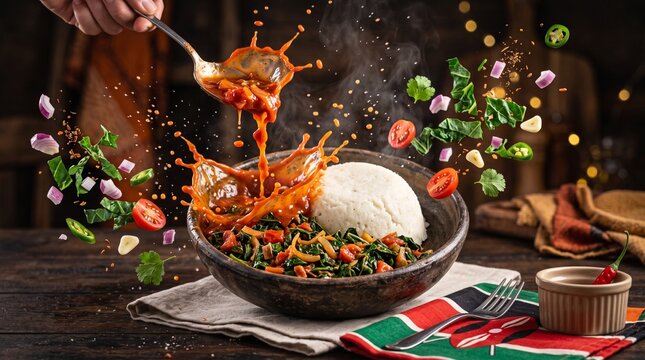 Ugali with Sukuma Wiki splash
