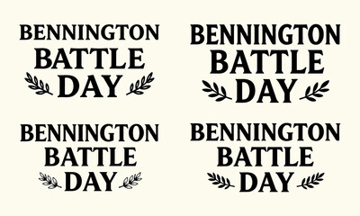 Fototapeta premium Bennington battle day typography text bundle on light yellow background.