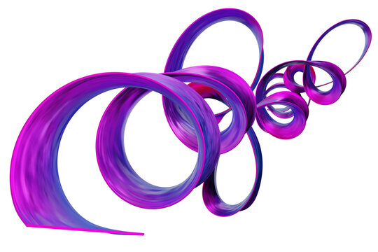 A 3D rendered shape in purple tones. The artwork features a flowing pattern with curves and twists. It stands out with its isolated look and clear background