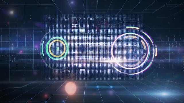 AI Glitch Loop Quantum Particles Drifting Continuously Code Wall Flickering