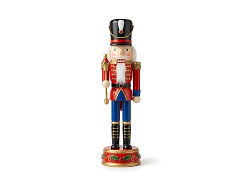 Traditional wooden nutcracker soldier isolated on white background