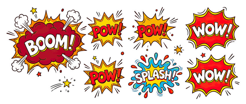Comic Book Sound Effect Speech Bubbles Isolated