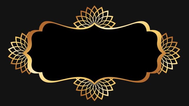 Decorative ornamental border frame with animated golden mandala on dark background