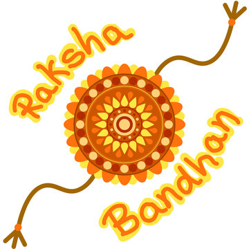 Vector Illustration of Rakhi With Raksha Bandhan Text