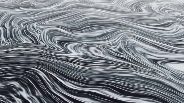 Black and white abstract fluid motion with swirling marbled patterns