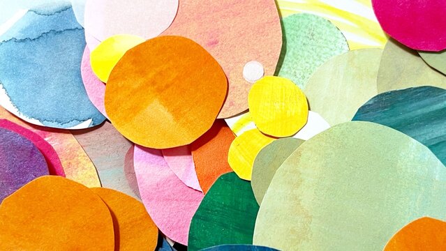 colorful collage background, pink background collage, watercolor paper cutout art