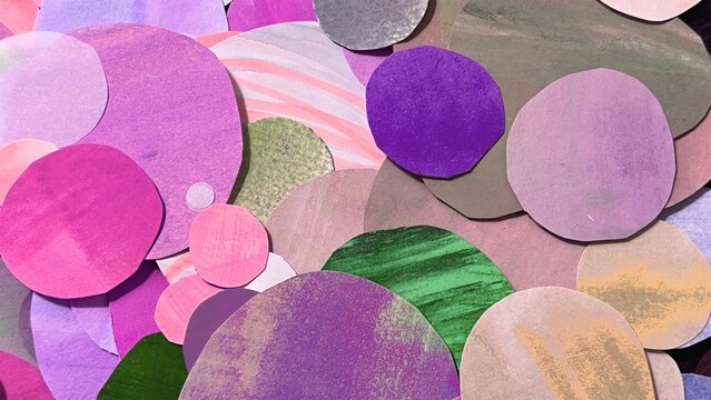 colorful collage background, pink background collage, watercolor paper cutout art