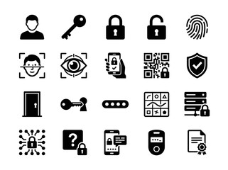 Fototapeta premium Security Icon Set Vector Cybersecurity Access Control Lock Icons