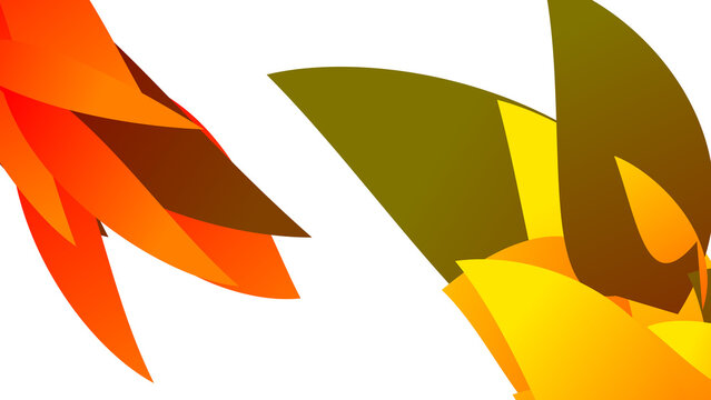 Orange and yellow autumn leaf inspired shapes on transparent background for season art.