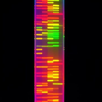 Gel electrophoresis image showing the results of a genetic modification experiment, synthetic biology, DNA