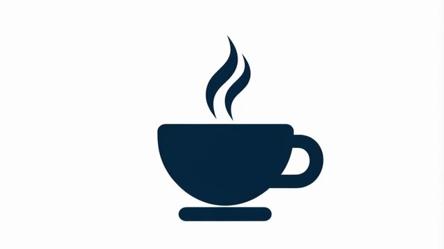 Simple graphic icon of a steaming hot beverage cup on a white background.
