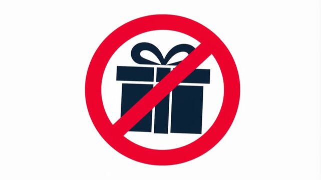 No gift box sign indicating prohibited presents or forbidden giving.