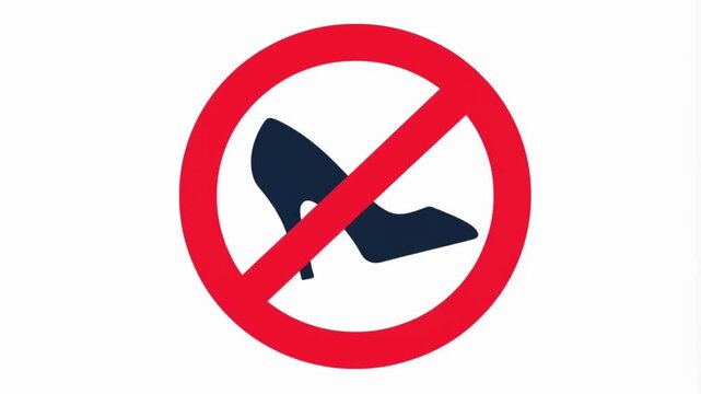 No high heels sign indicating forbidden footwear in a specific area.