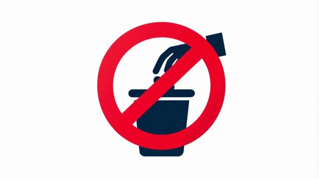 A red prohibition sign indicating that littering or throwing trash into a bin is forbidden.