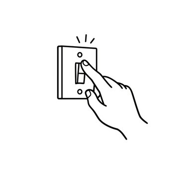 Hand flipping light switch illustration.