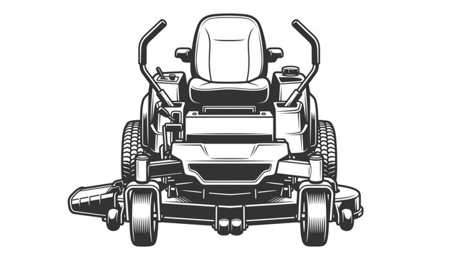 Zero Turn Lawn Mower Lawn Care  facing out illustration ,front view 