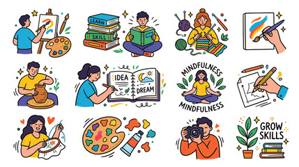 Fototapeta premium Creative Hobbies and Skills Set Illustration