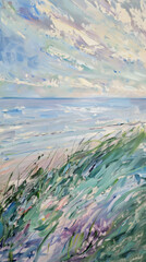 Fototapeta premium Impressionist seascape with pastel hues, perfect for mobile wallpaper.