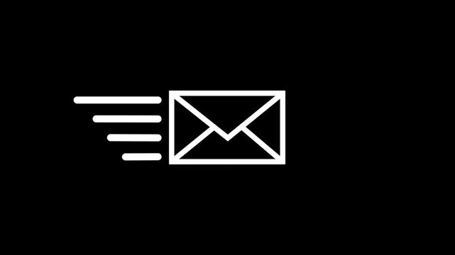 Mail inbox icon animation notification badge alert. Received message symbol for new Mail email message sending envelope icon animation.