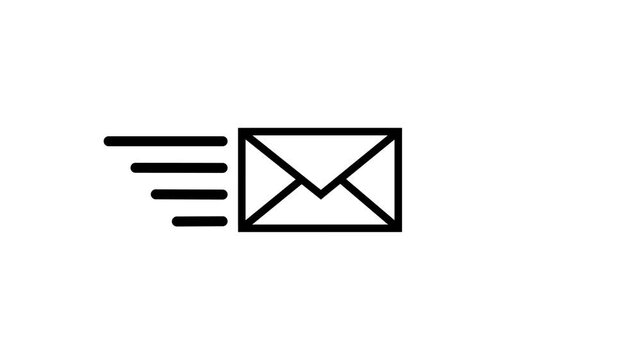 Mail inbox icon animation notification badge alert. Received message symbol for new Mail email message sending envelope icon animation.
