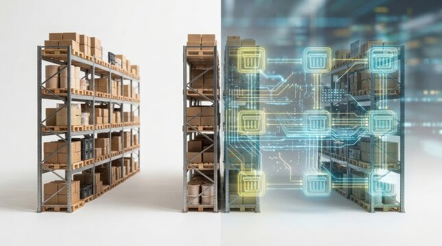 Physical warehouse transforming with blockchain digital logistics system