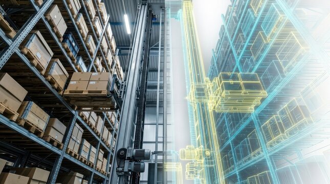 Robotic Crane Picking in Modern Warehouse with Digital Twin Technology