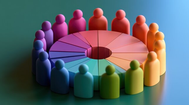 Market segmentation colorful customer groups demographic analysis audience targeting consumer behavior business strategy data visualization flat design front view marketing analytics theme 3D render 