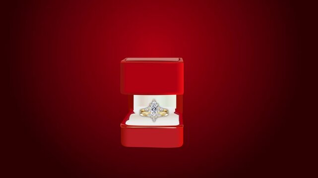 diamond ring in red box for gifting anniversary or dating or birthday or stylish gift for wedding or engagement celebration
