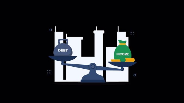 Conceptual Animation of Debt and Income Balancing on a Scale - Transparent