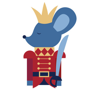 Mouse King profile character from Nutcracker fairy tale story vector illustration