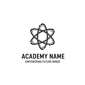 Atomic structure logo, science, education, research, innovation emblem