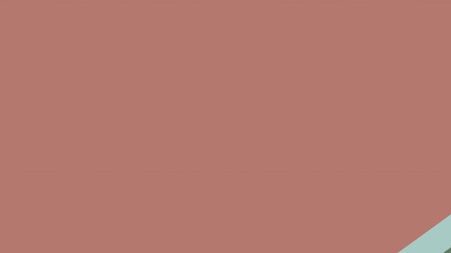 Looping colorful slides transition with a mask, alpha channel transparency in coastal and earthy tones: simple geometric 4K animation of slides moving from the upper left corner to the bottom right.