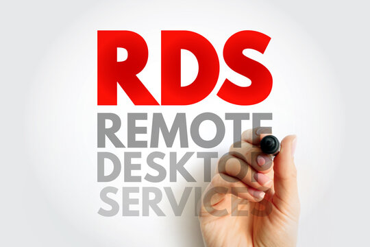 RDS Remote Desktop Services acronym concept with hand and marker. Technology term for remote connection, virtual desktop, and online system management solutions
