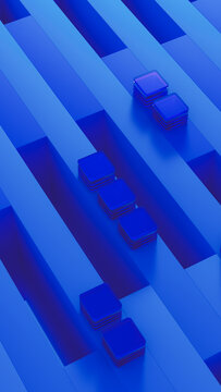 Blue technology grid background with processors and data elements