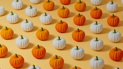 Colored pumpkins on a bright background for autumn and Halloween