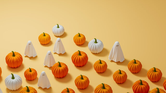 Halloween pumpkin and ghost pattern for autumn celebration