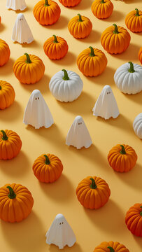 Halloween pumpkin and ghost pattern for autumn celebration