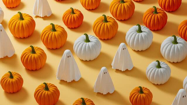 Halloween pumpkin and ghost pattern for autumn celebration