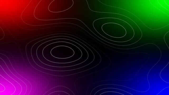 Abstract Neon Topographic Map Contour Lines on Dark Gradient Background